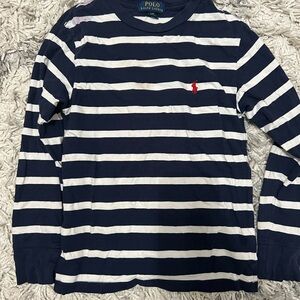 Polo Ralph Lauren Navy and White Striped Long Sleeve Shirt